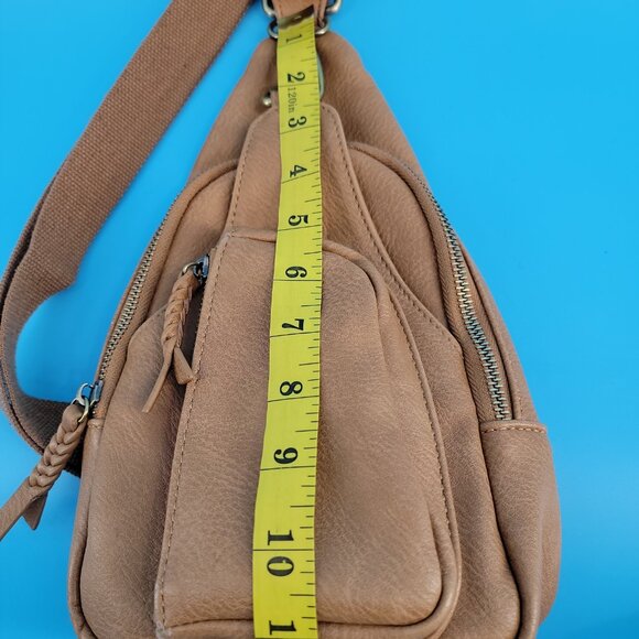 🧡 ANTİK KRAFT Vegan Leather Sling Backpack – Boho-Chic Mini Pack (Excellent) - Picture 15 of 15